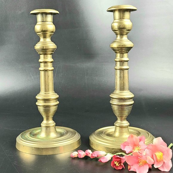 Vintage Solid Brass Heavy Candlestick Holders - Made in China - Set of 2 - Picture 4 of 8